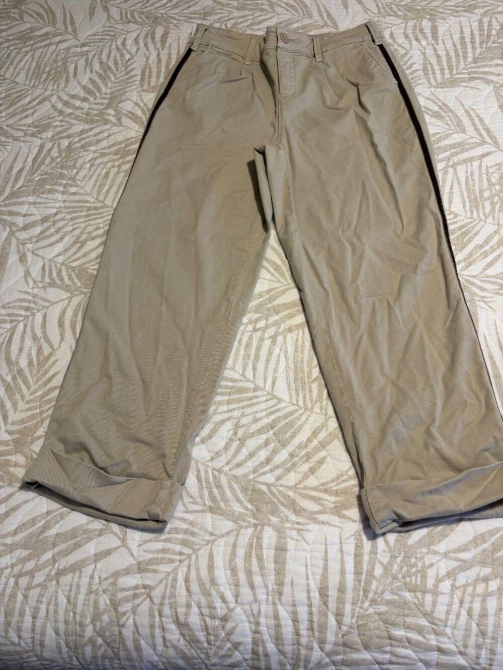 NYDJ Womens Beige Chino Pants Size 2 With Cuffed Hem & Pockets